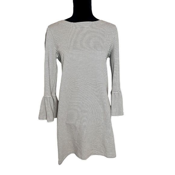 J.CREW BLACK AND WHITE STRIPED BELL SLEEVE COTTON DRESS WOMENS SIZE SMALL - Picture 1 of 8